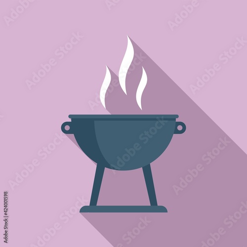 Fire brazier icon, flat style