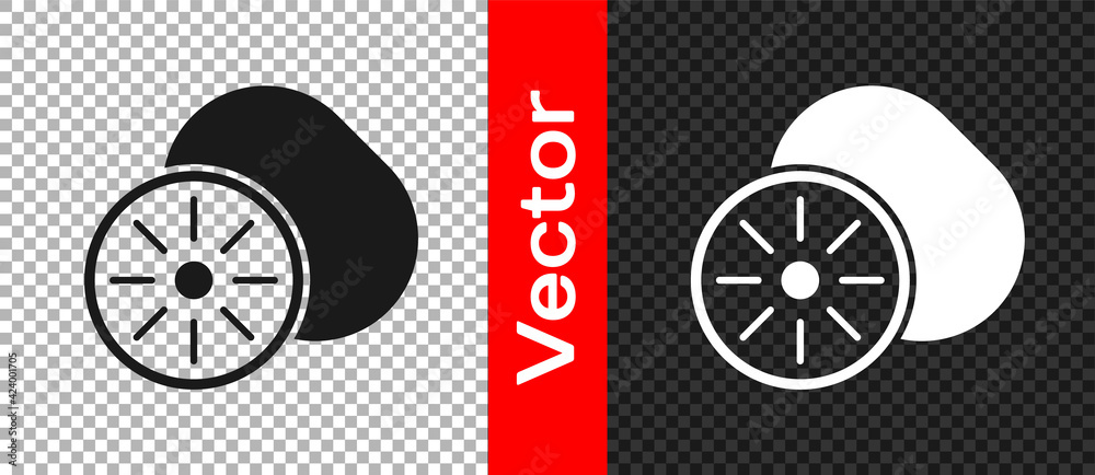 Black Kiwi fruit icon isolated on transparent background. Vector
