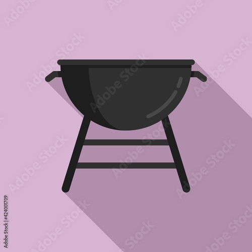 Cooking brazier icon, flat style