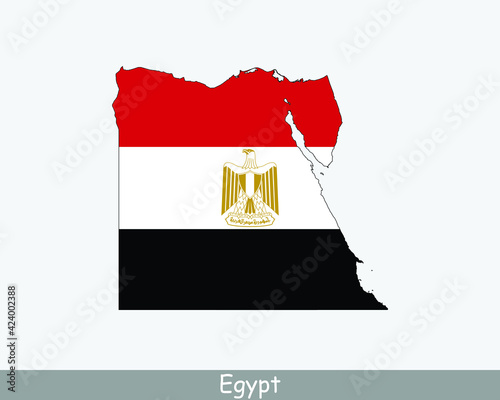 Egypt Map Flag. Map of Egypt with the Egyptian national flag isolated on white background. Vector Illustration.