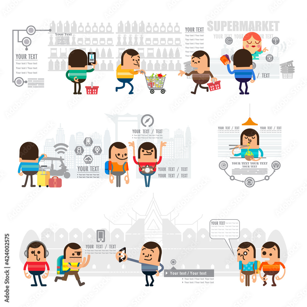 Mobile Shopping and concept infographic of purchasing product via internet, Travel around the city with mobile GPS navigation street map, Flat icons Vector illustration Mobile Shopping and concept infographic of purchasing product via internet, Travel around the city with mobile GPS navigation street map, Flat icons Vector illustration