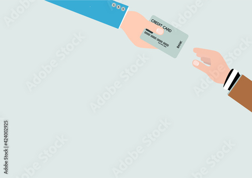 Fake businessman rob credit card from customer , financial concept , risk management idea
