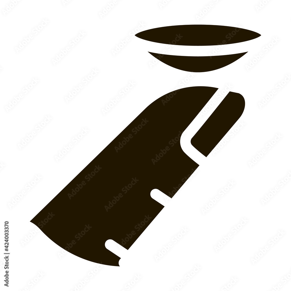lens on finger glyph icon vector. lens on finger sign. isolated symbol illustration lens on finger glyph icon vector. lens on finger sign. isolated symbol illustration