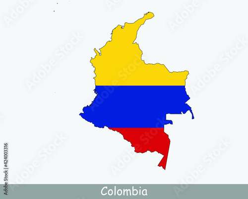 Colombia Map Flag. Map of Colombia with the Colombian national flag isolated on white background. Vector Illustration.
