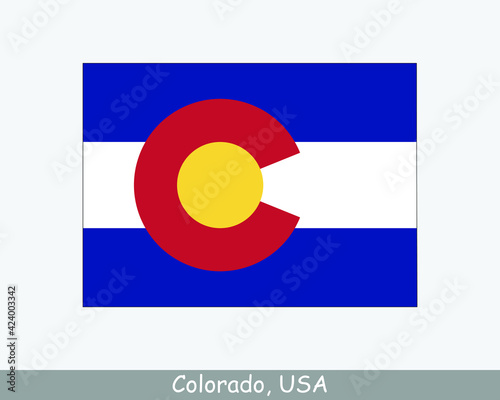 Colorado Map Flag. Map of CO, USA with the state flag isolated on white background. United States, America, American, United States of America, US State. Vector illustration.