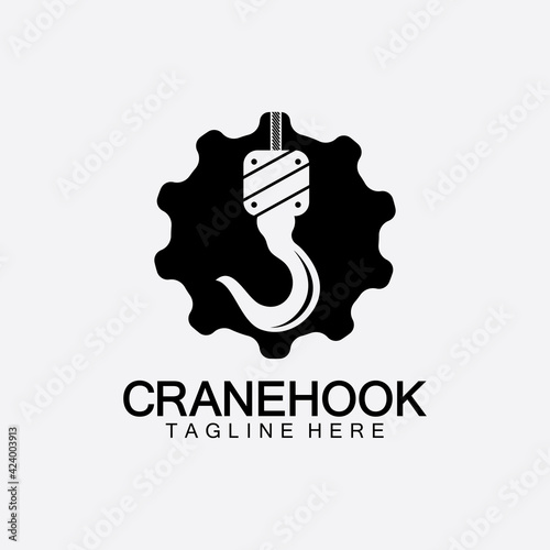 Crane hook logo icon vector illustration design  template