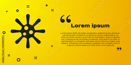 Black Bacteria icon isolated on yellow background. Bacteria and germs, microorganism disease causing, cell cancer, microbe, virus, fungi. Vector
