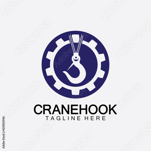 Crane hook logo icon vector illustration design  template