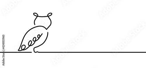 Owlline pattern. Vector owls sign. Animal bird symbol. Art cartoon, outline style, Hand drawn silhouette.
