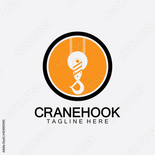 Crane hook logo icon vector illustration design  template