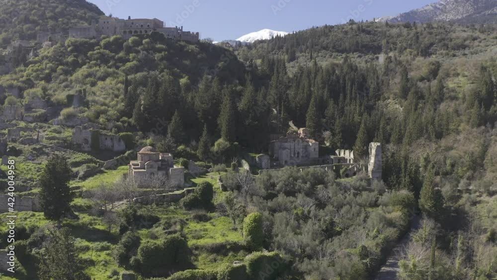 Aerial, The Ancient Mystras, Peloponnes, Greece Aerial, The Ancient Mystras, Peloponnes, Greece