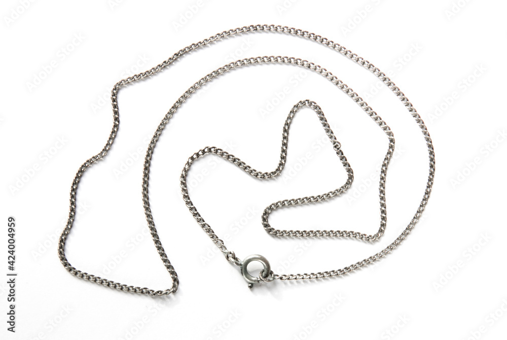 Silver chain necklace isolated on white background Silver chain necklace isolated on white background