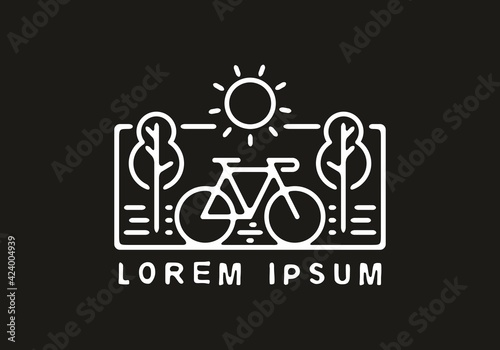 Cycling in the morning line art illustration