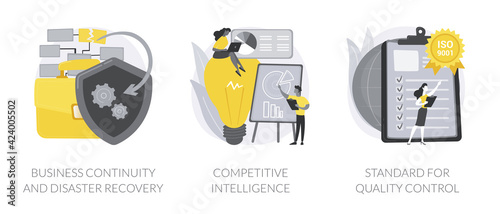 Business analytics and decision making abstract concept vector illustrations.