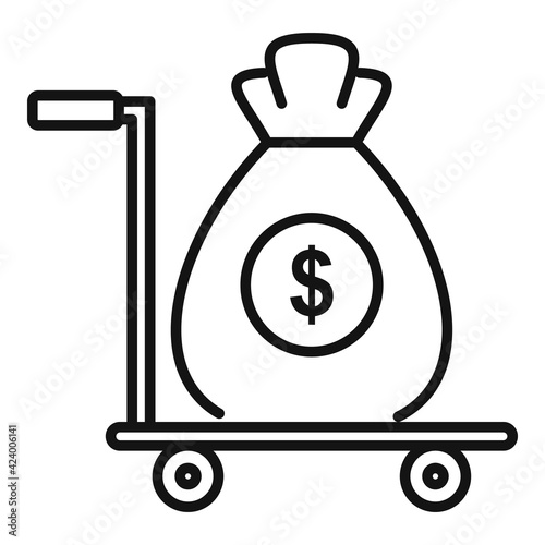 Money bag cart icon, outline style