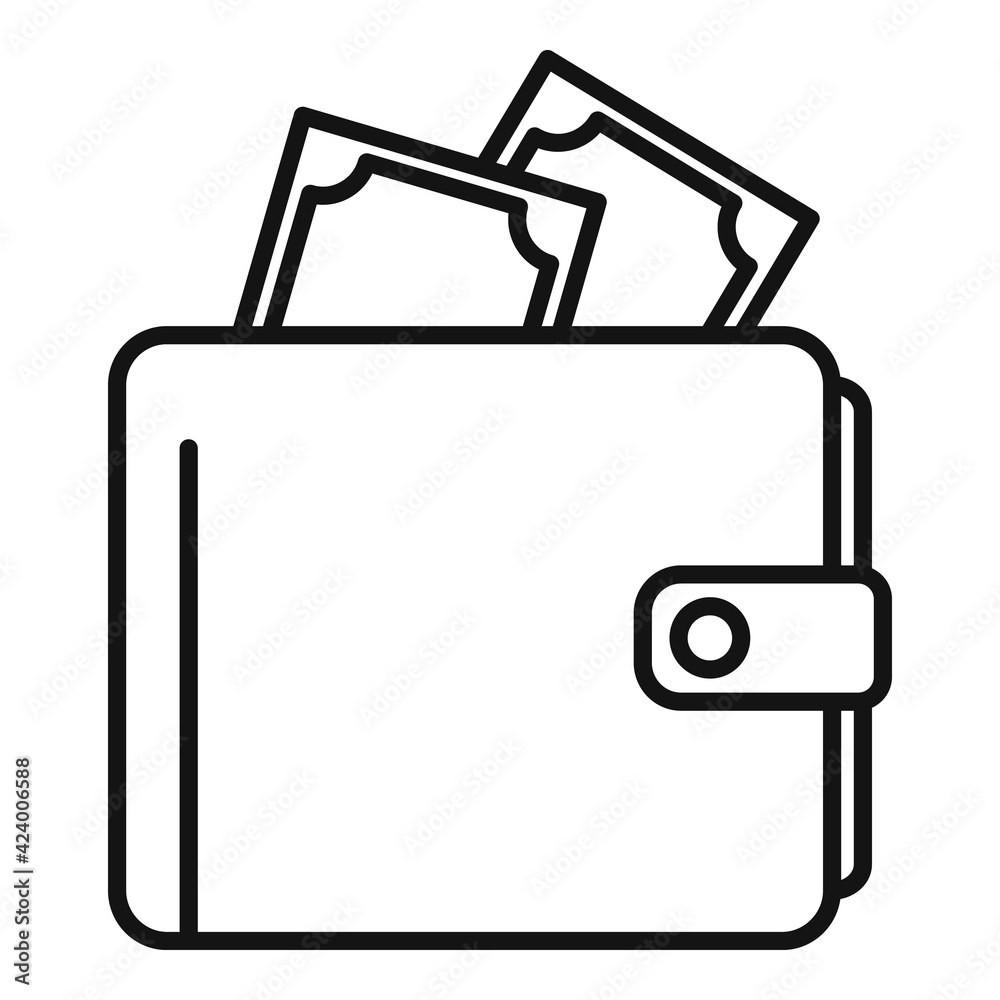 Money wallet icon, outline style Money wallet icon, outline style