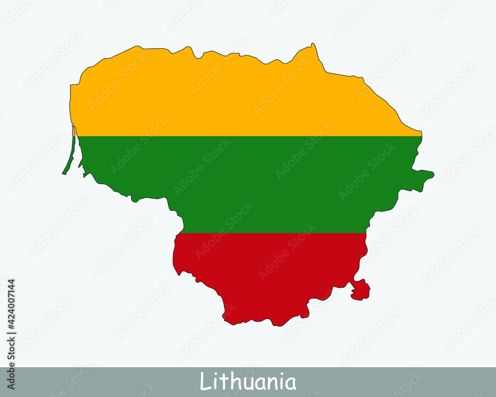 Lithuania Map Flag. Map of the Republic of Lithuania with the Lithuanian national flag isolated on white background. Vector Illustration. Lithuania Map Flag. Map of the Republic of Lithuania with the Lithuanian national flag isolated on white background. Vector Illustration.