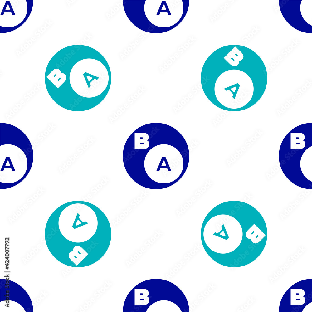 Blue Subsets, mathematics, a is subset of b icon isolated seamless pattern on white background. Vector Blue Subsets, mathematics, a is subset of b icon isolated seamless pattern on white background. Vector