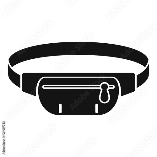 Canvas waist bag icon, simple style