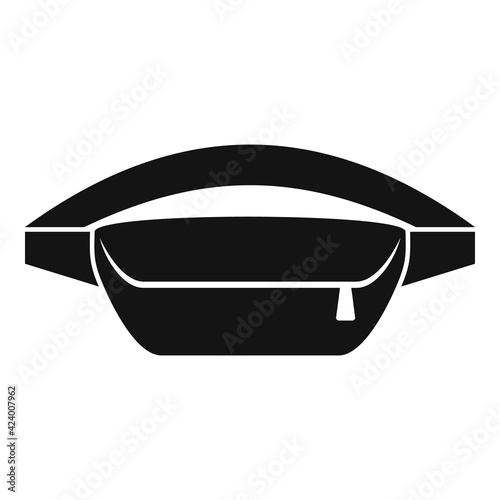 Waist bag equipment icon, simple style