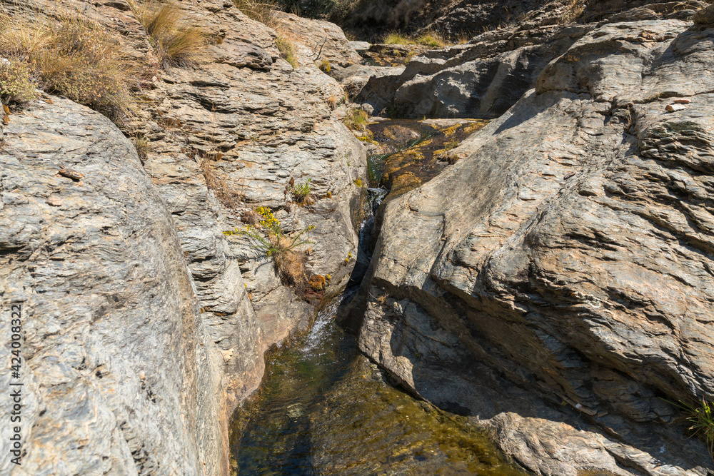 Water flowing down a ravine in Sierra Nevada