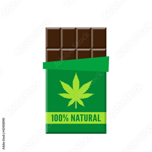 natural organic cannabis cbd hemp chocolate bar vector illustration
