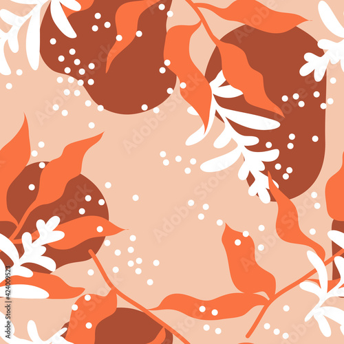  Seamless, abstract, floral pattern for printing on fabric, packaging, paper. Vector illustration in a flat style. 