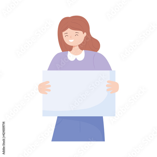 girl holds sign