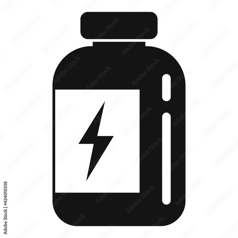 Gym protein jar icon, simple style Gym protein jar icon, simple style