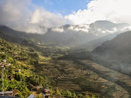 Scenic view of the village of Khonoma in Nagaland photo