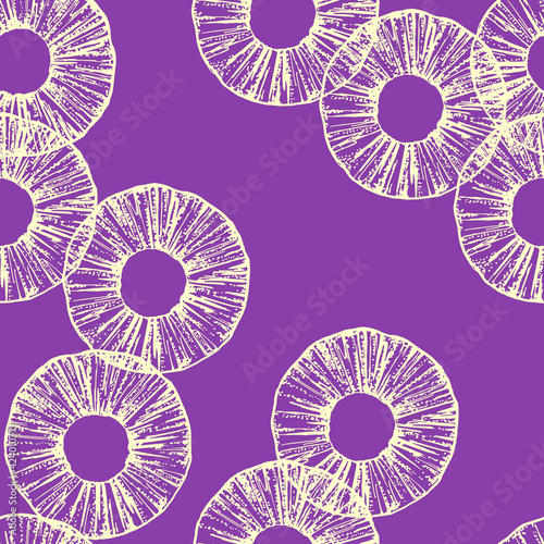 Pineapple rings seamless pattern. Vector illustration.
