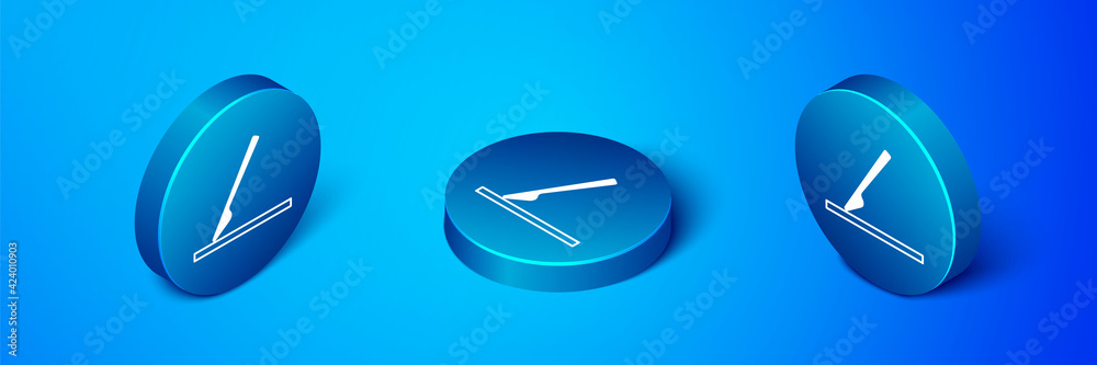 Isometric Medical surgery scalpel tool icon isolated on blue background. Medical instrument. Blue circle button. Vector Isometric Medical surgery scalpel tool icon isolated on blue background. Medical instrument. Blue circle button. Vector