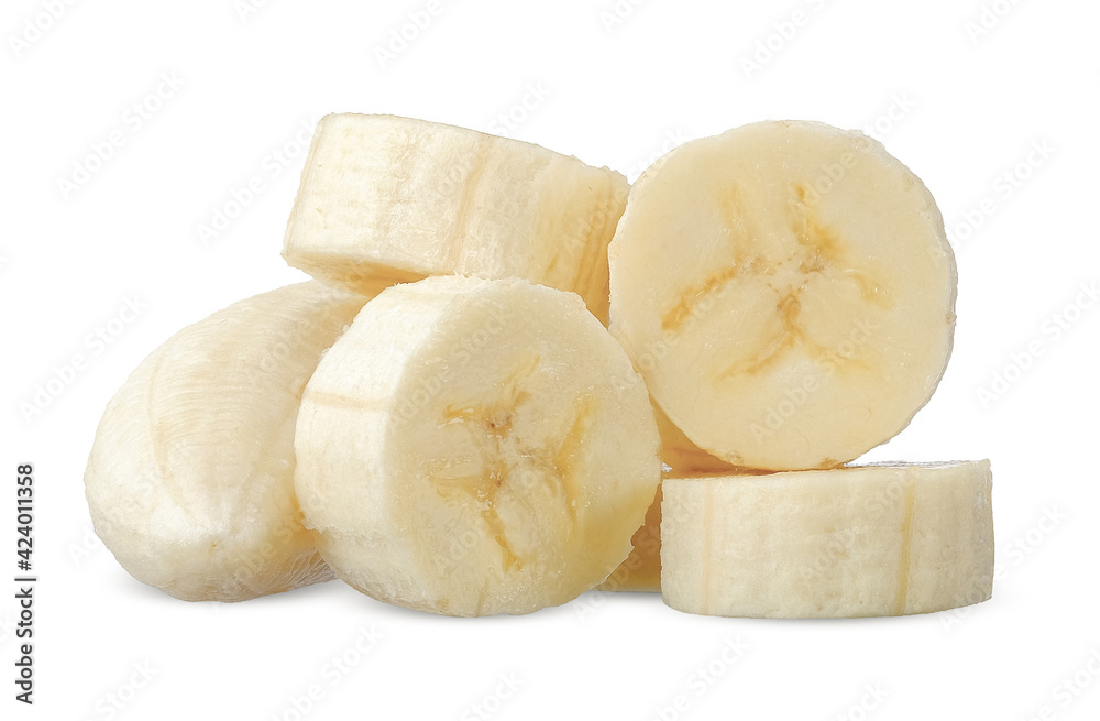 Slice banana isolated on white with clipping path Slice banana isolated on white with clipping path