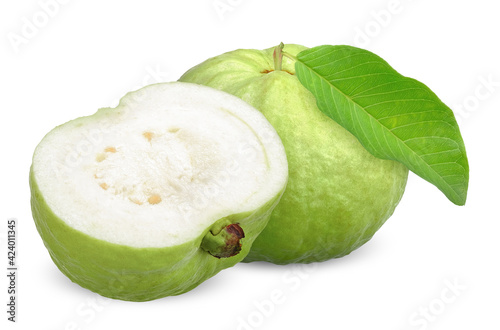 Guava fruit isolated on white with clipping path