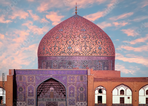 Iran. Persia. Isfahan. Dome of Sheikh Lotfollah Mosque at Naqsh-e Jahan square in Isfahan. 17th century. photo