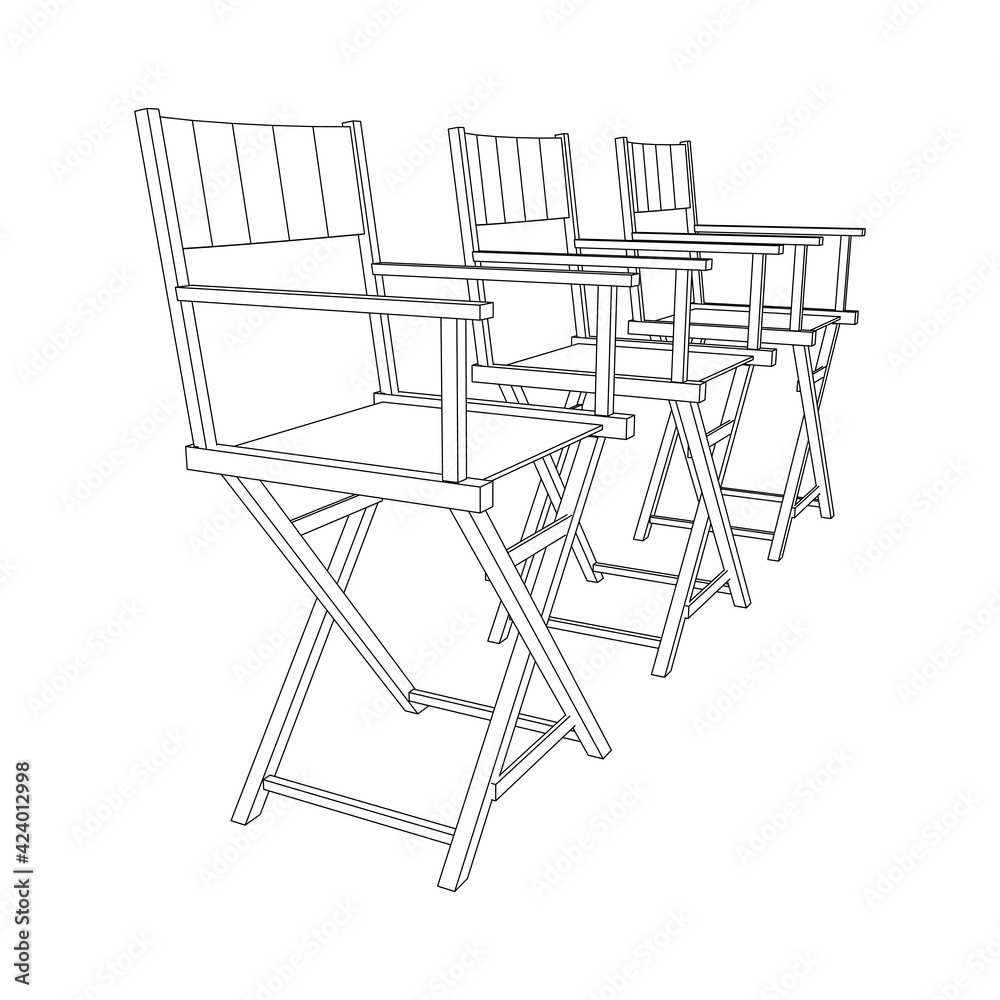 Director movie workplace chair. Wireframe low poly mesh Director movie workplace chair. Wireframe low poly mesh