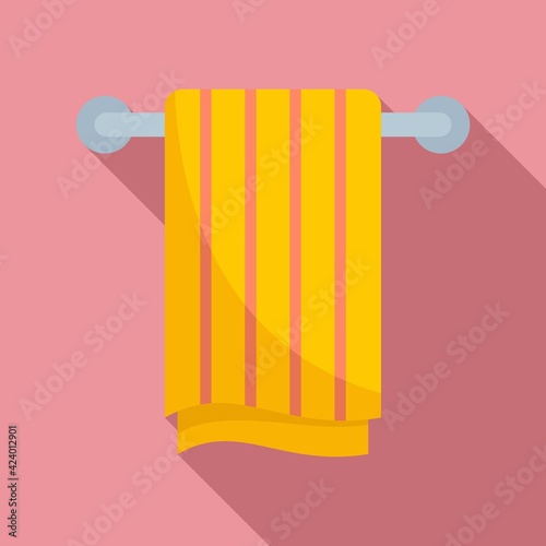 Pipe heated towel rail icon, flat style