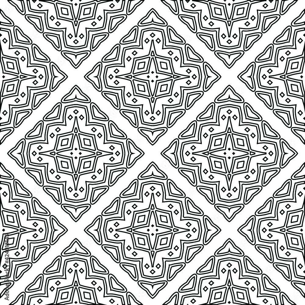 Geometric vector pattern with triangular elements. Seamless abstract ornament for wallpapers and backgrounds. Black and white colors. 