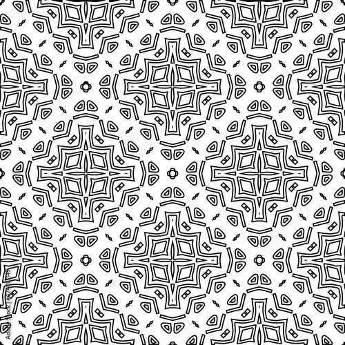 Geometric vector pattern with triangular elements. Seamless abstract ornament for wallpapers and backgrounds. Black and white colors. 