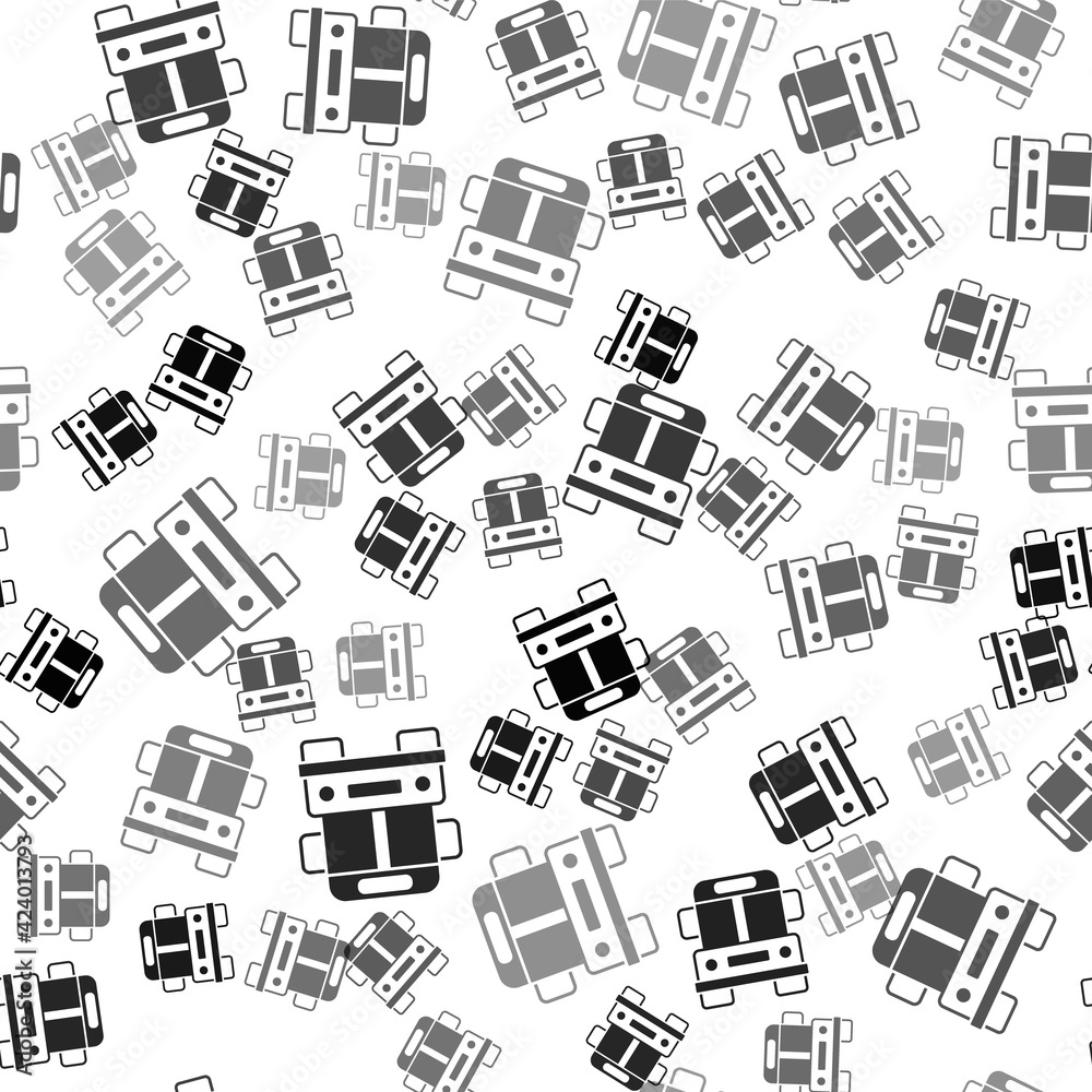 Black School Bus icon isolated seamless pattern on white background. Public transportation symbol. Vector Black School Bus icon isolated seamless pattern on white background. Public transportation symbol. Vector