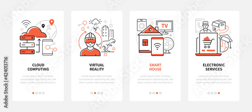 Modern technologies - line design style web banners