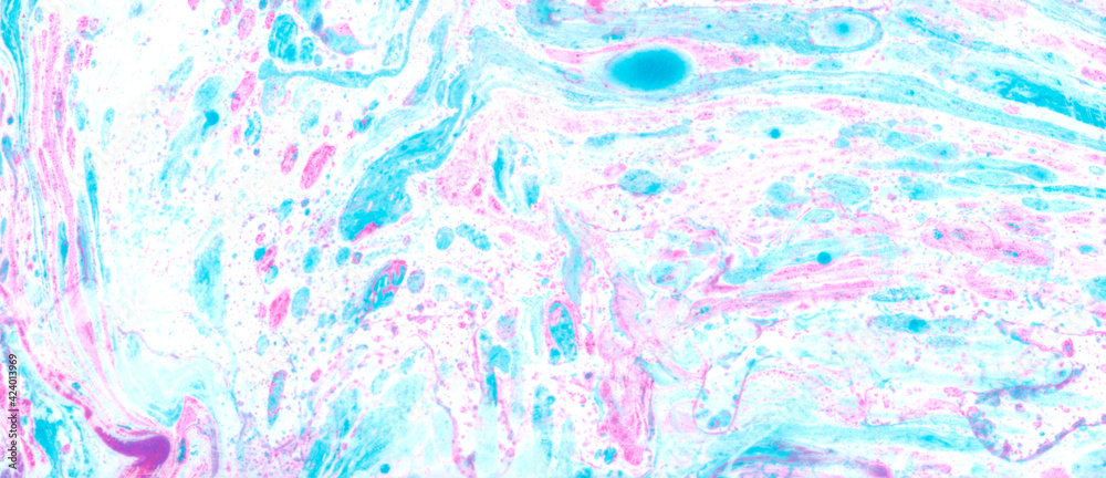 Abstract art background blue and pink fluid paint watercolor technique illustration
