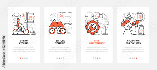 Cycling - modern line design style web banners