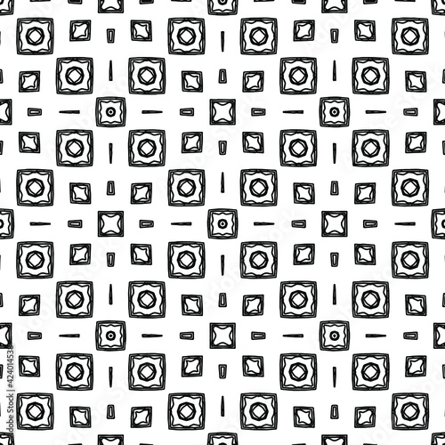 Geometric vector pattern with triangular elements. Seamless abstract ornament for wallpapers and backgrounds. Black and white colors. 