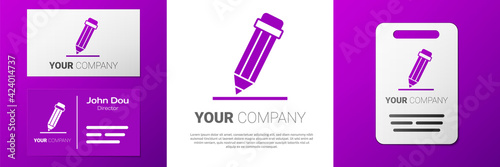 Logotype Pencil with eraser icon isolated on white background. Drawing and educational tools. School office symbol. Logo design template element. Vector