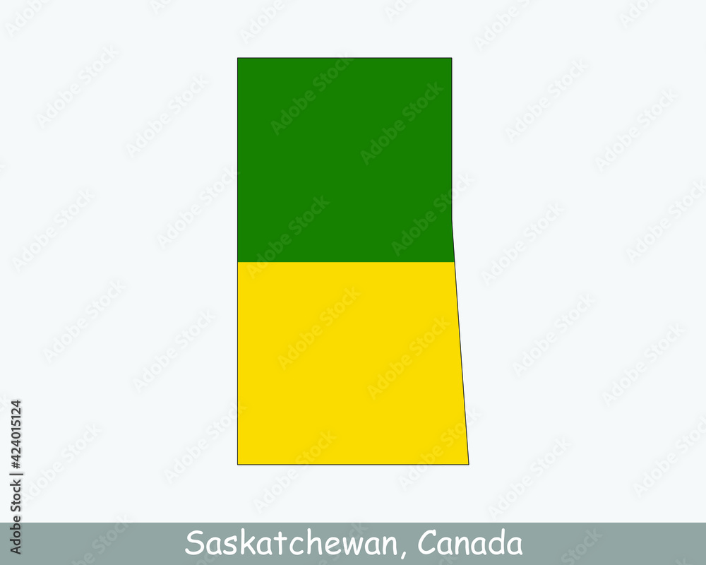 Fototapeta premium Saskatchewan Map Flag. Map of SK, Canada with flag isolated on a white background. Canadian province. Vector illustration.
