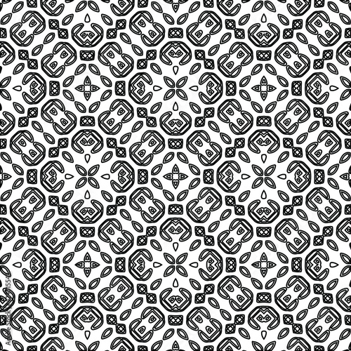 Geometric vector pattern with triangular elements. Seamless abstract ornament for wallpapers and backgrounds. Black and white colors. 