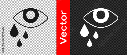 Vászonkép Black Tear cry eye icon isolated on transparent background