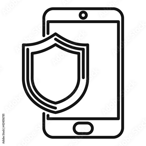 Protected phone display icon, outline style