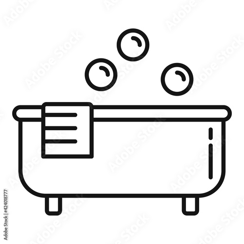 Hot bath tub icon, outline style